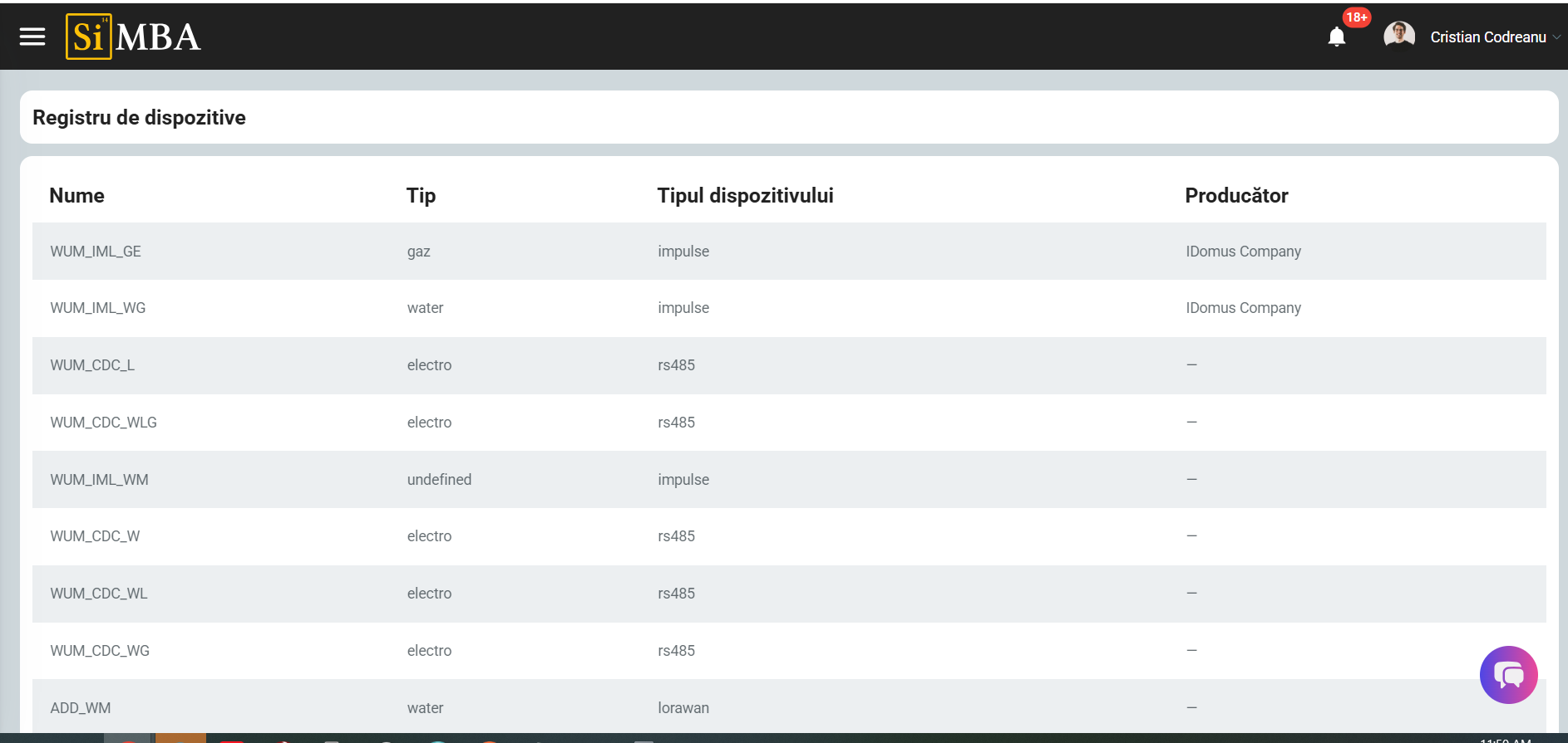 Registru dispozitive