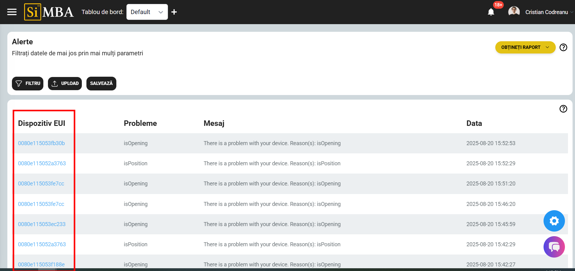 Dispozitiv EUI Alert